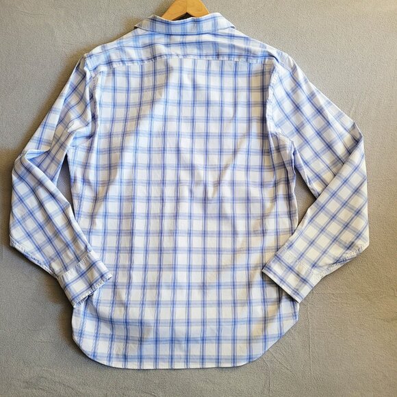 Bonobos Shirt Mens Large White and Blue Check Standard Fit Long Sleeve - Picture 8 of 13